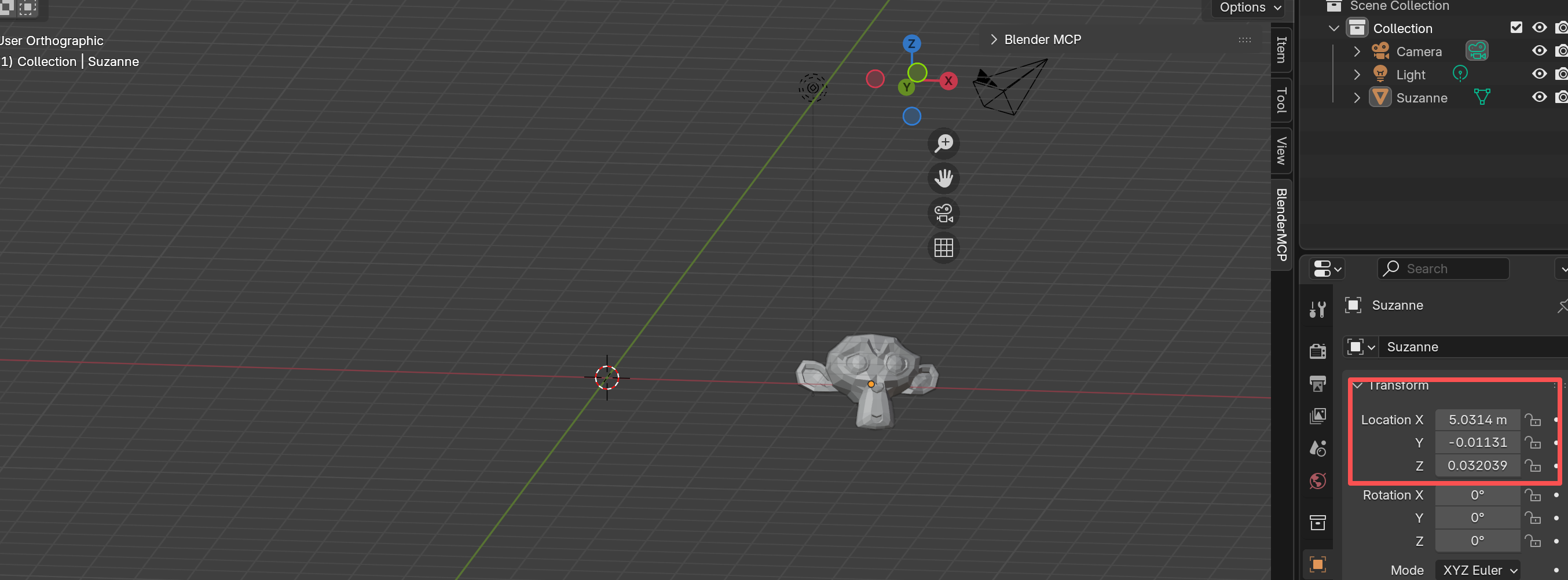 Monkey moved along X-axis