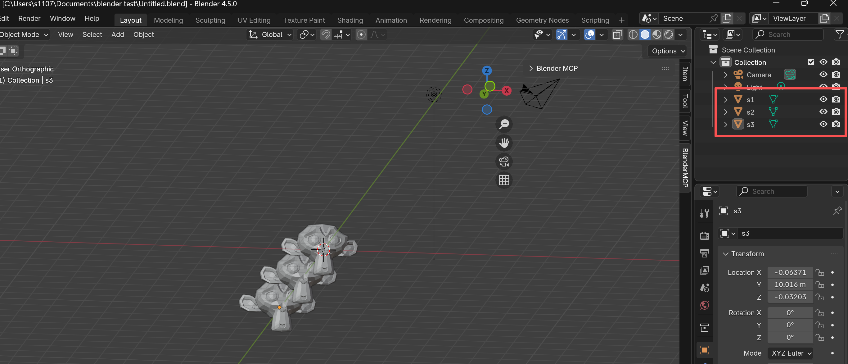Monkeys renamed to s1, s2, s3
