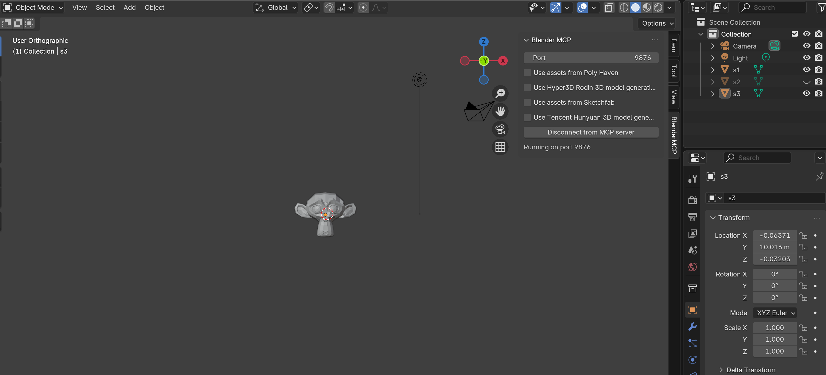 Front view along X-axis - monkeys blocked
