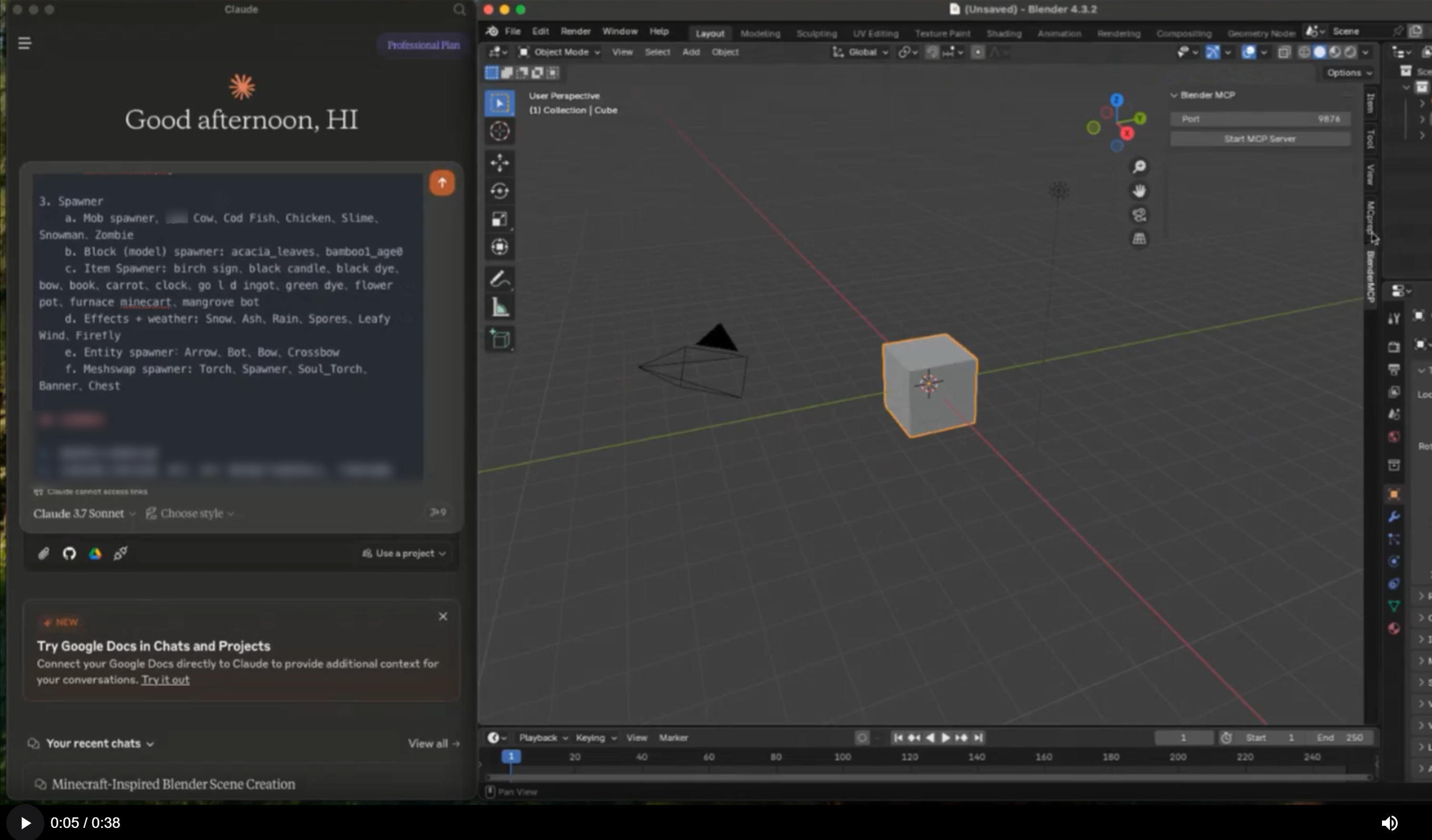 Blender MCP Claude MCprep addon